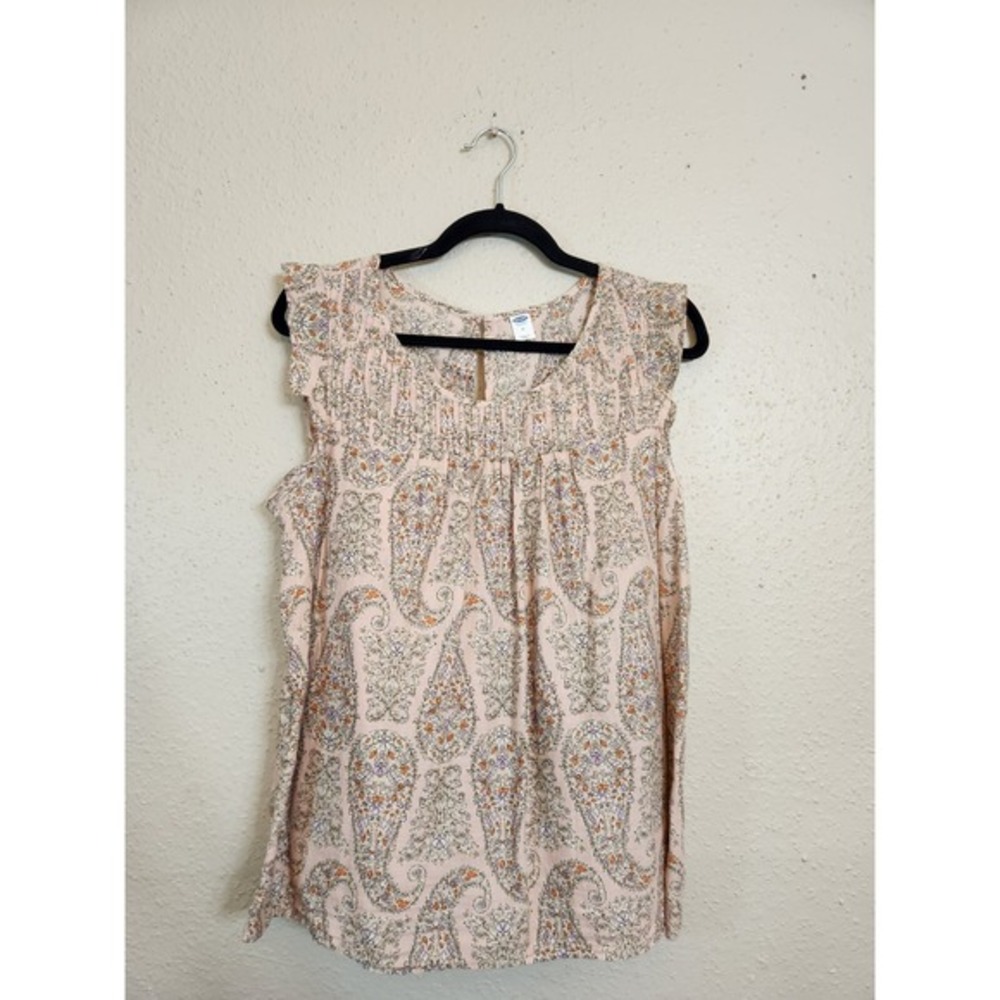 Old Navy‎ Womens Multicolor Paisley Cotton Round Neck Sleeveless Blouse Medium